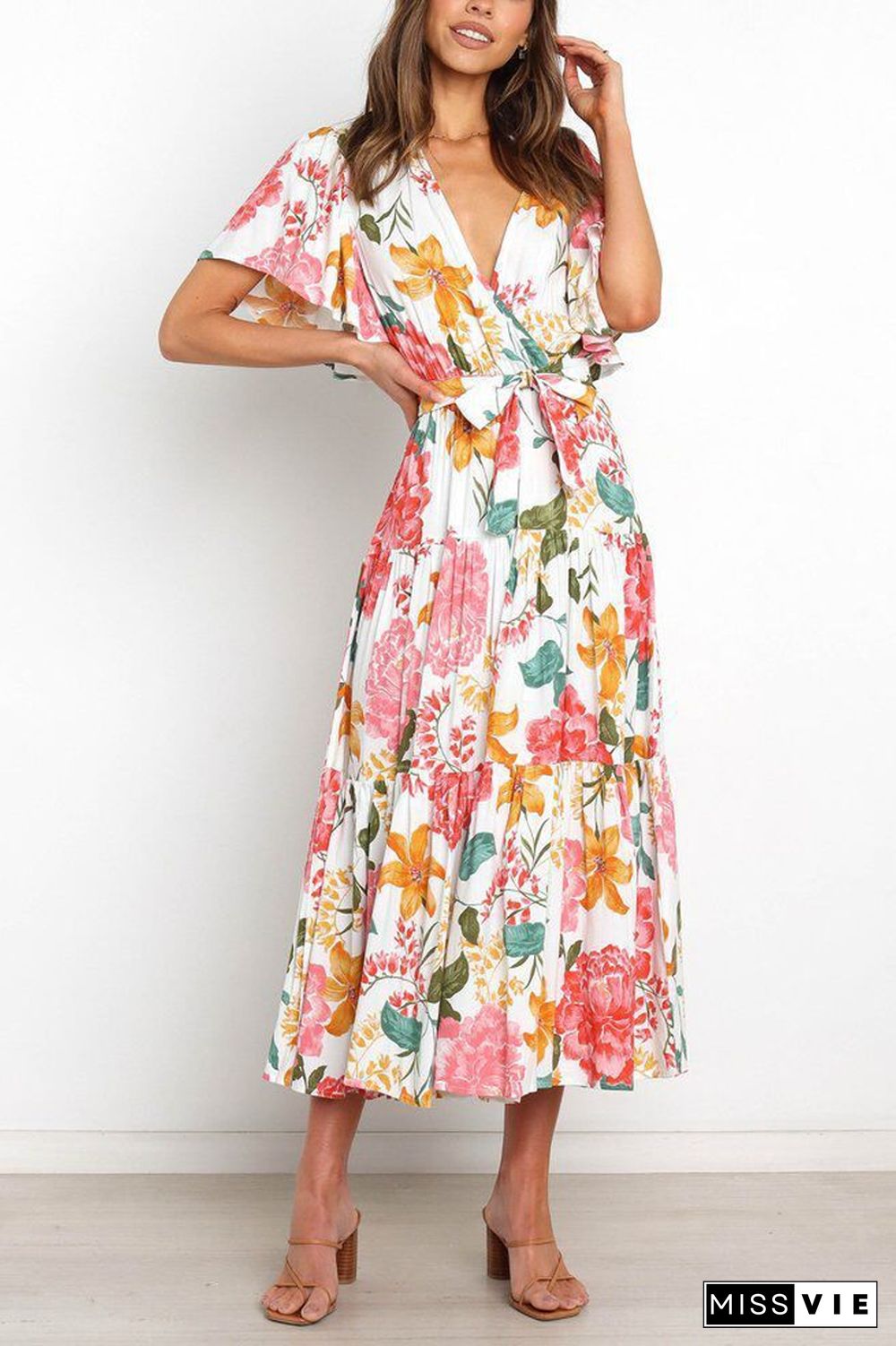 Sunshine Grace Floral Midi Dress