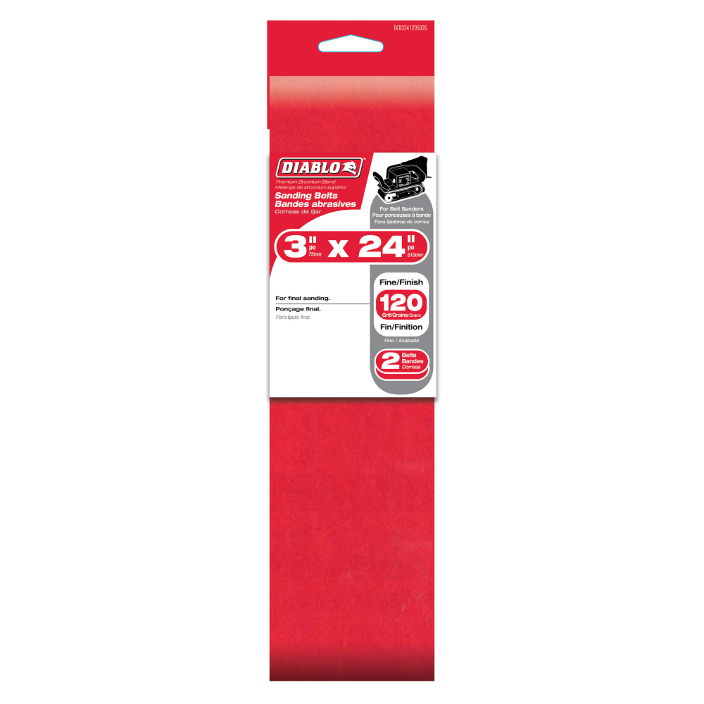 Diablo Tools 3 x 24 Sanding Belt 120 Grit (2-Pack)