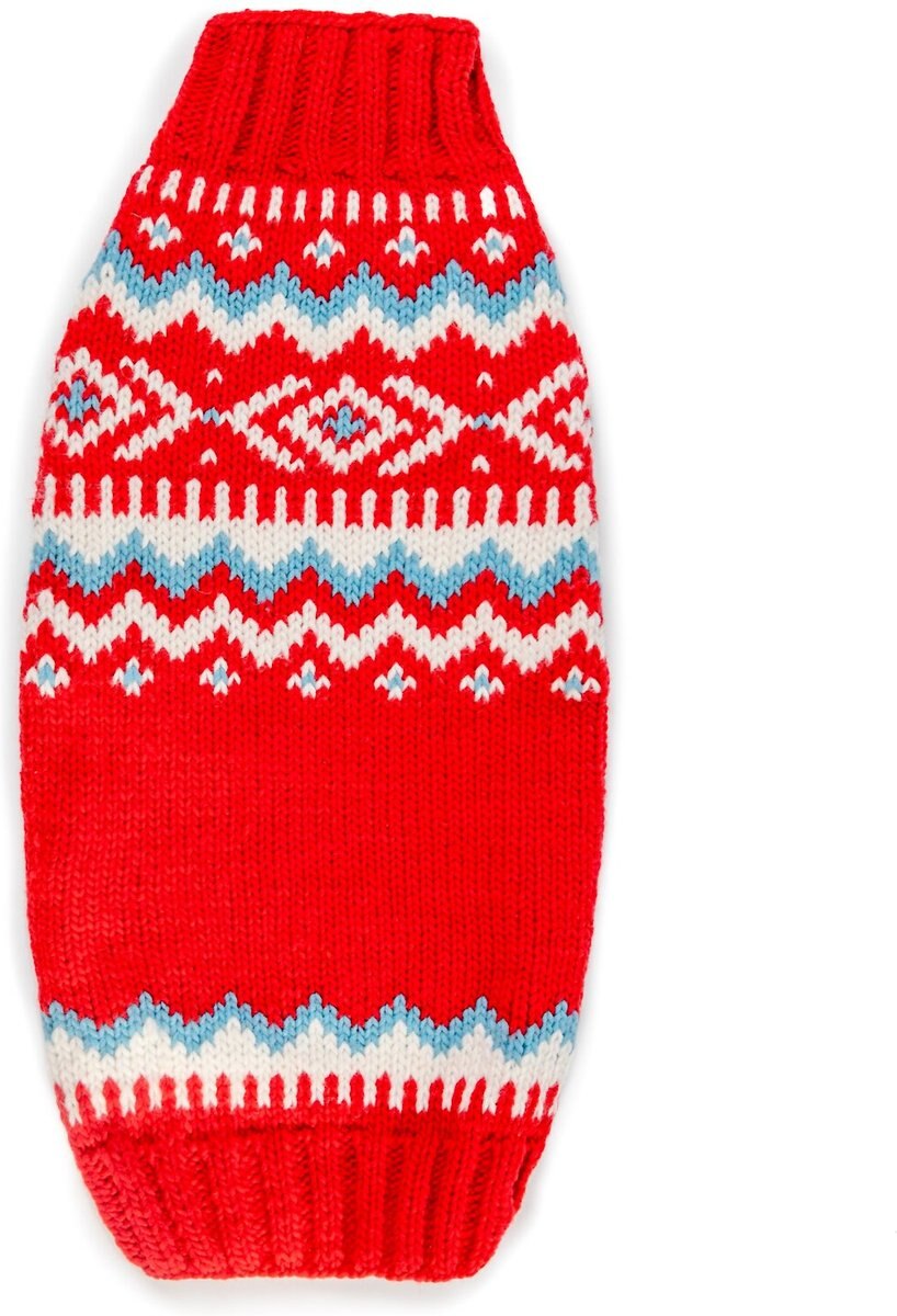 Chilly Dog Red Nordic Wool Dog Sweater