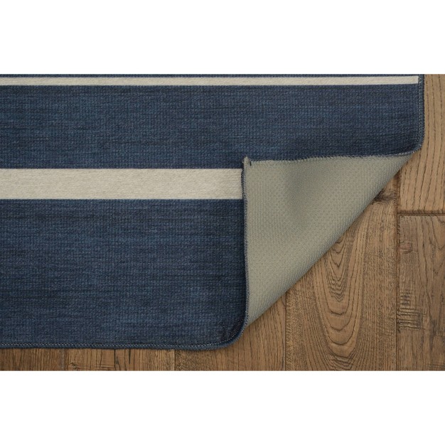 Lyerly Washable Outdoor Rug Navy ivory Linon