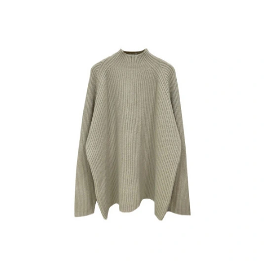 2024 Autumn/Winter Maternity Oversized Stand Collar Sweater Tee – Thick & Loose Plus-Size Base Layer
