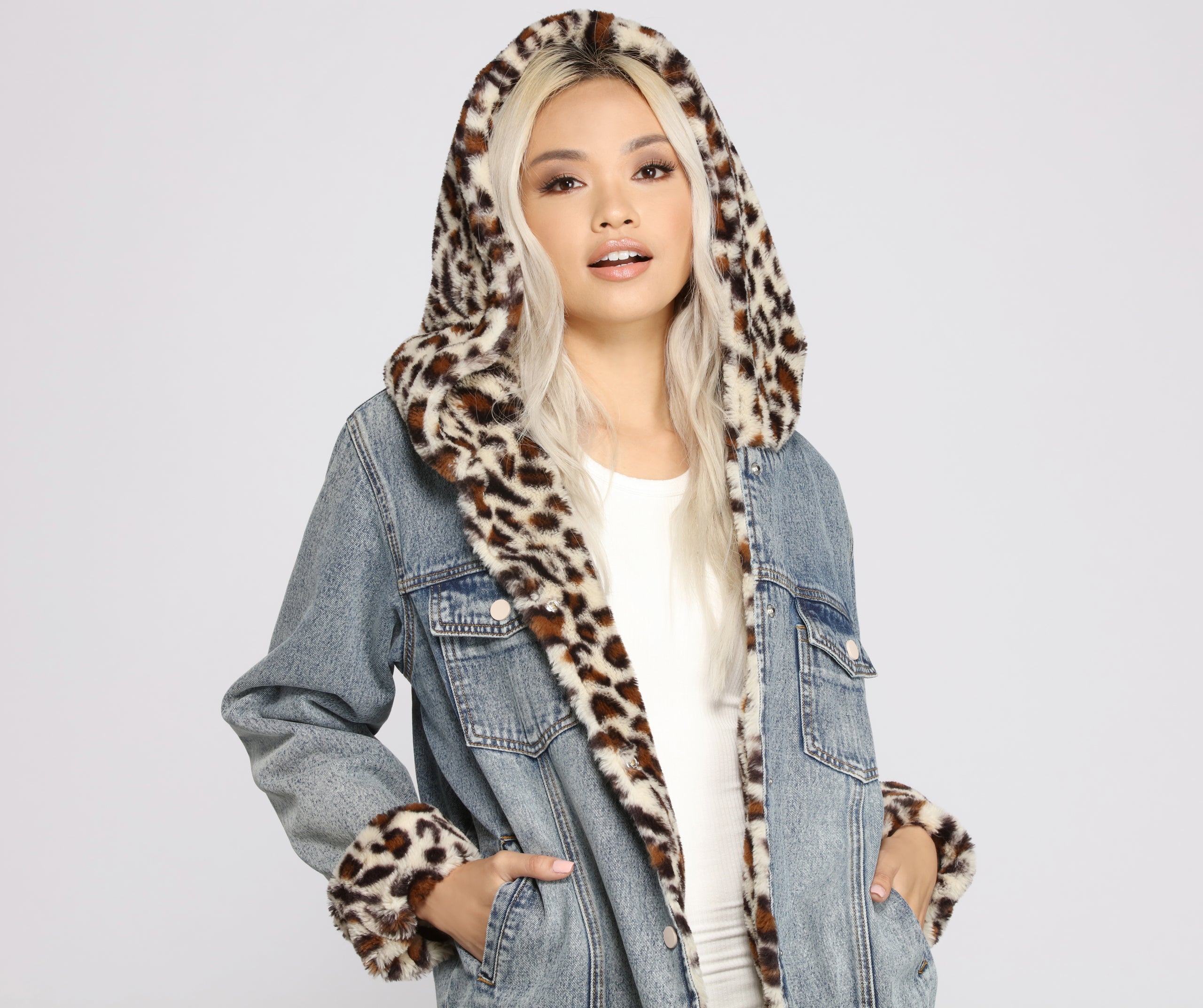 So Sassy Faux Fur Denim Jacket