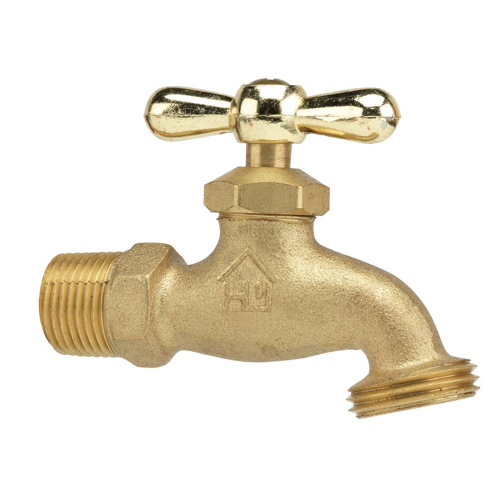 Everbilt 34 in. MIP and 34 in. SWT x 34 in. MHT Brass Heavy Duty Hose Bibb Valve VHBCONF4EB