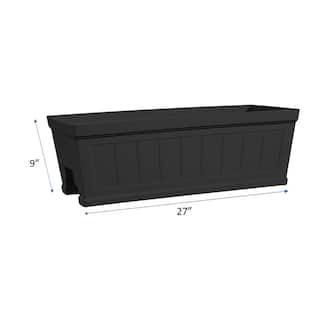 CHG CLASSIC HOME  GARDEN Hanover 27 in. Black Beadboard Resin Deck Rail Planter HD1116-001S