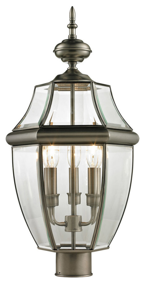 Cornerstone Ashford 3 Light Exterior Post Lantern  Antique Brass   Traditional   Post Lights   by Lighting New York  Houzz