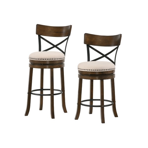 Furniture of America Heidi Modern Farmhouse Swivel Barstools Set of 2