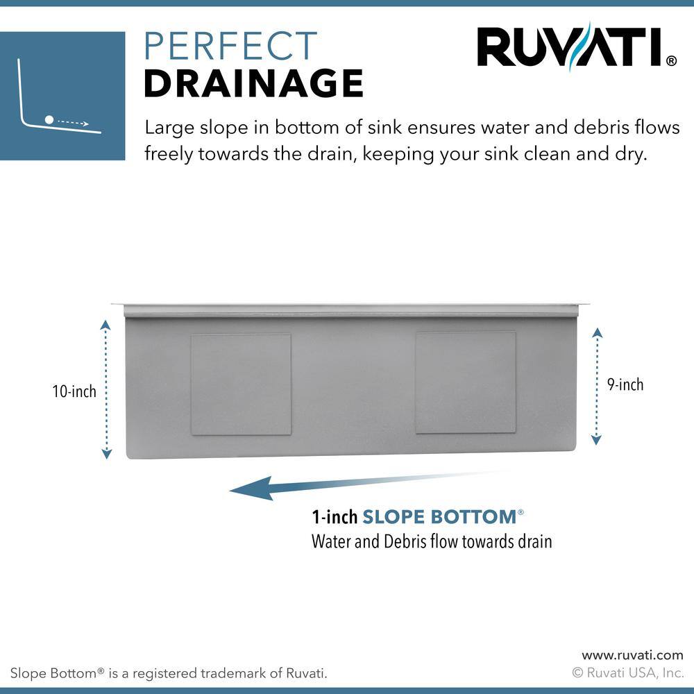 Ruvati Veniso Nova 16 Gauge Stainless Steel 30 in. Single Bowl Undermount Workstation Kitchen Sink Slope Bottom Offset Drain RVH8584