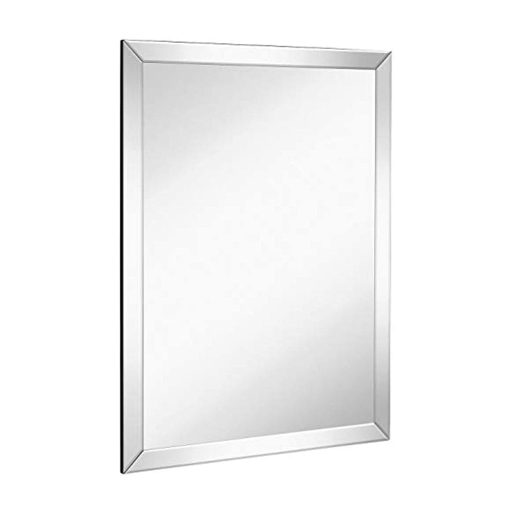 Large Flat Framed Wall Mirror with 2 Inch Edge Beveled Mirror Frame (30