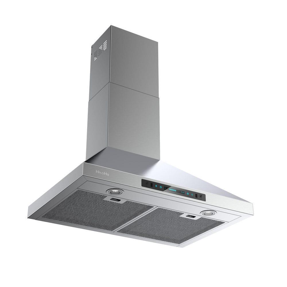 HisoHu 30 in 763 CFM Ducted Wall Mount with Light Range Hood in Stainless Steel