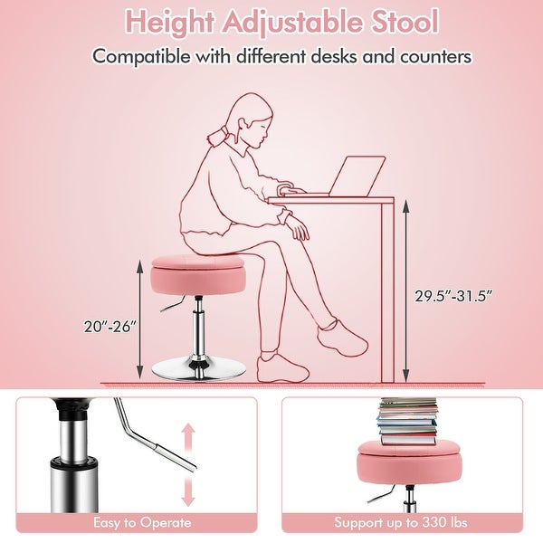 Costway Set of 4 Adjustable?Vanity Stool 360° Swivel Storage Makeup - See Details