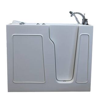 Universal Tubs Rampart 3.9 ft. Walk-in Air Bathtub with 4 in. Tile Easy Up Adhesive Wall Surround in White H2646RWACB