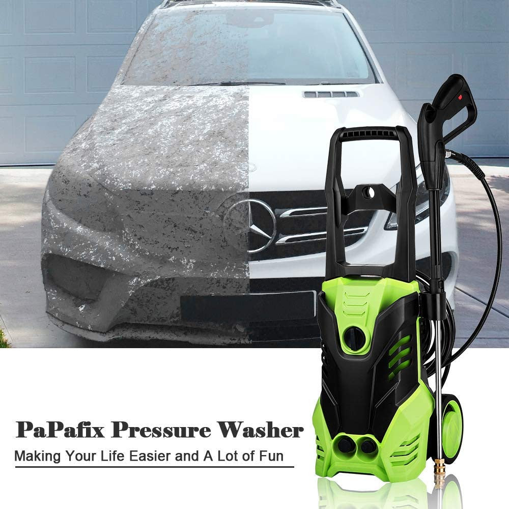 3000 PSI Electric Pressure Washer Power Washer 1800W Rolling Wheels High Pressure Washer Cleaner Machine with 5 Nozzles, 1.7 GPM