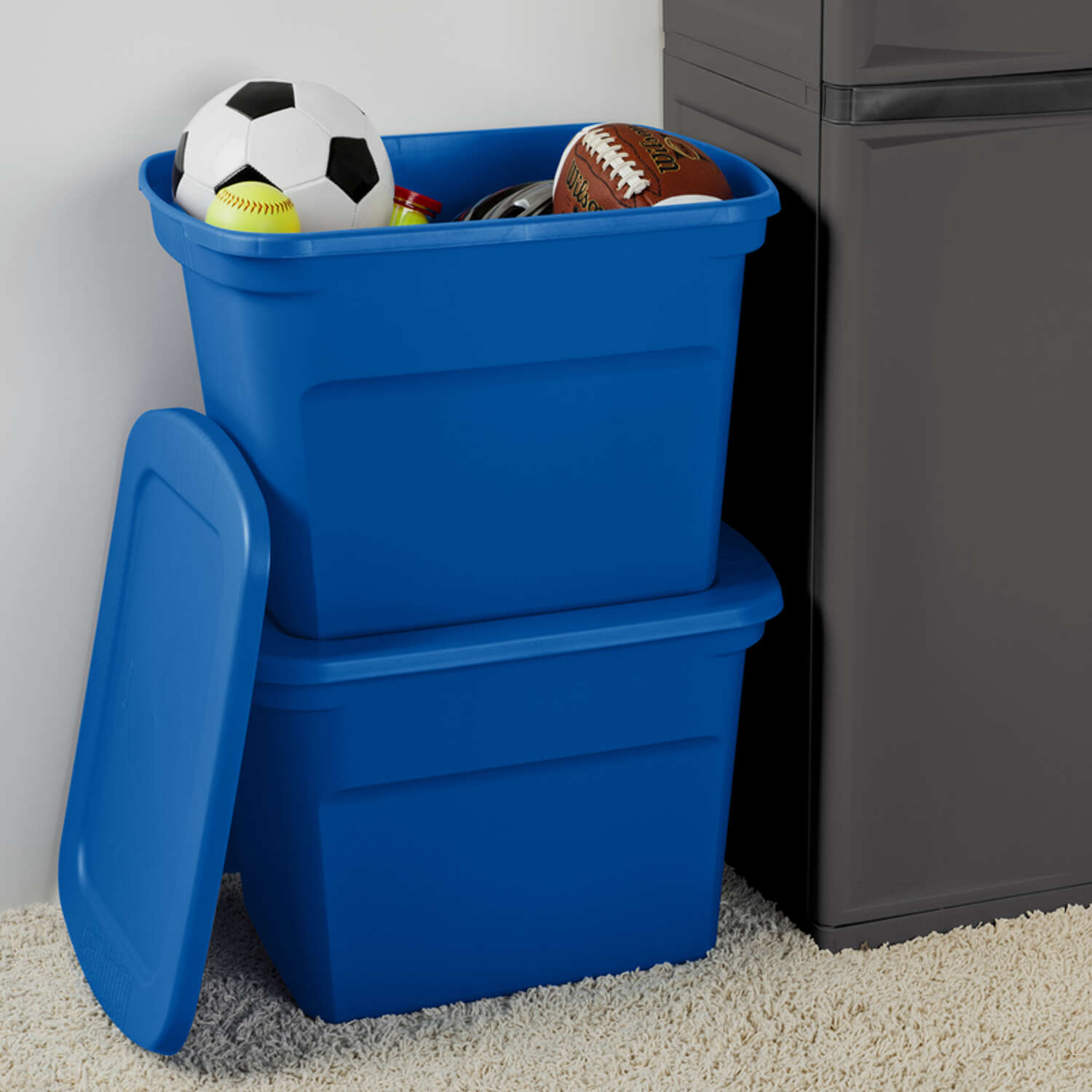 Sterilite 18 gal Blue Storage Tote 16.125 in. H X 18.375 in. W X 23.5 in. D Stackable