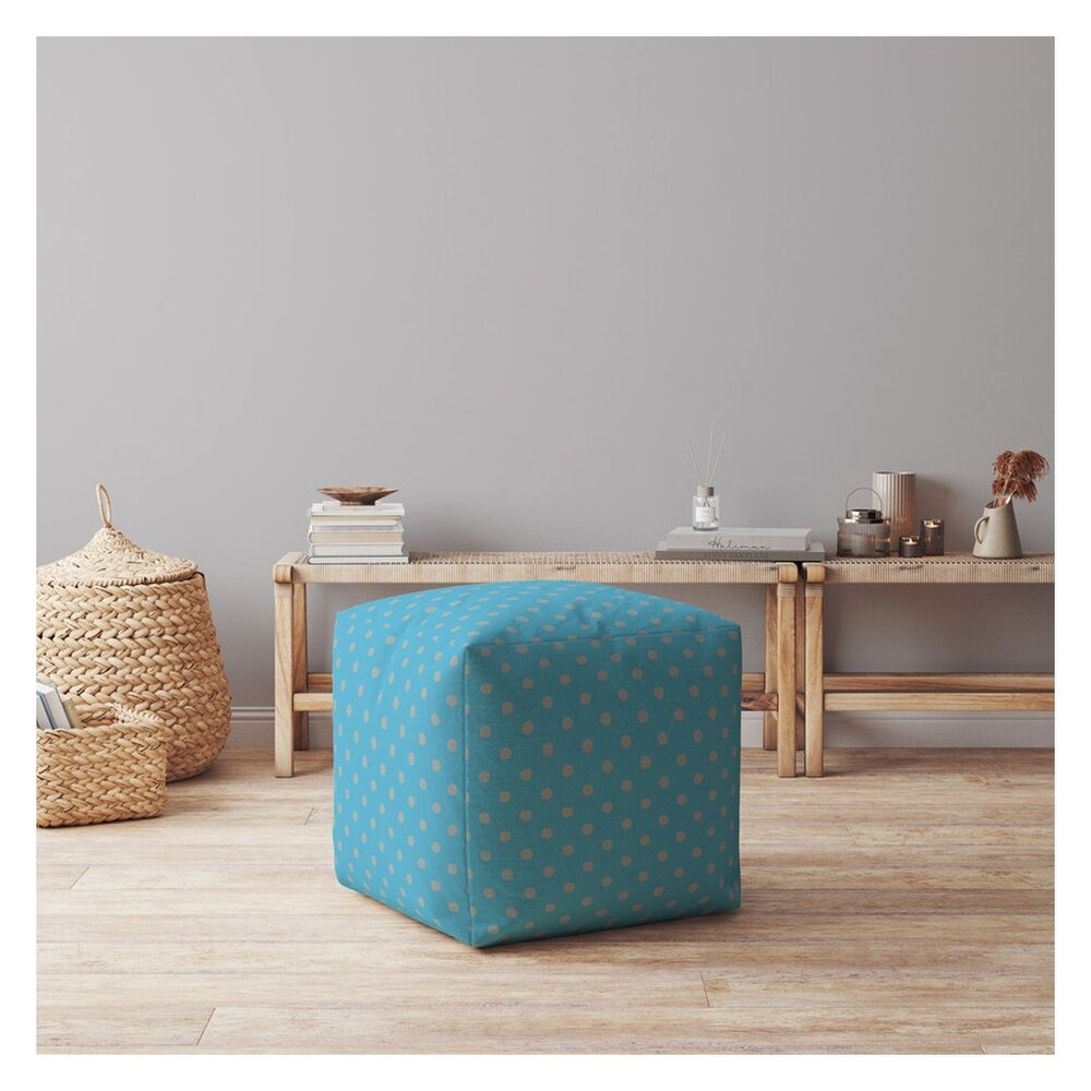 Joita Indoor Retro Polka Square Zipper Pouf Cover Only 17\