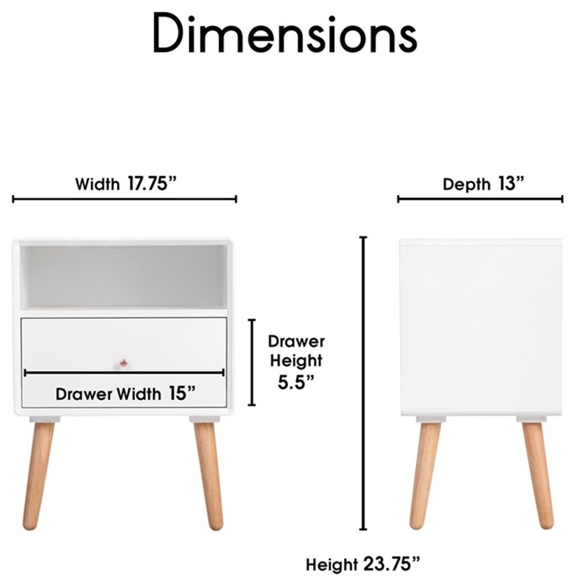 Pemberly Row Modern / Contemporary End Table in French White   Midcentury   Side Tables And End Tables   by Homesquare  Houzz