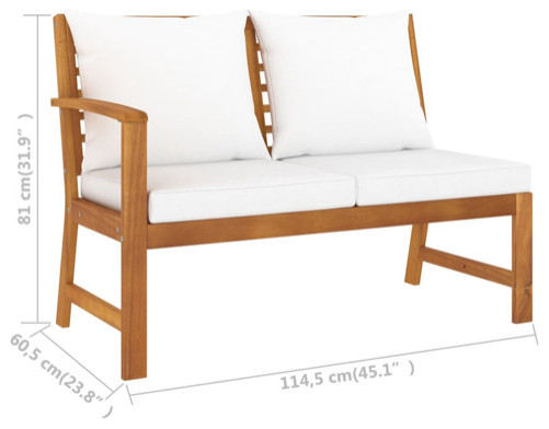 vidaXL Patio Lounge Set Outdoor Sectional Sofa 6 Piece Cream Solid Wood Acacia   Transitional   Outdoor Lounge Sets   by vidaXL LLC  Houzz