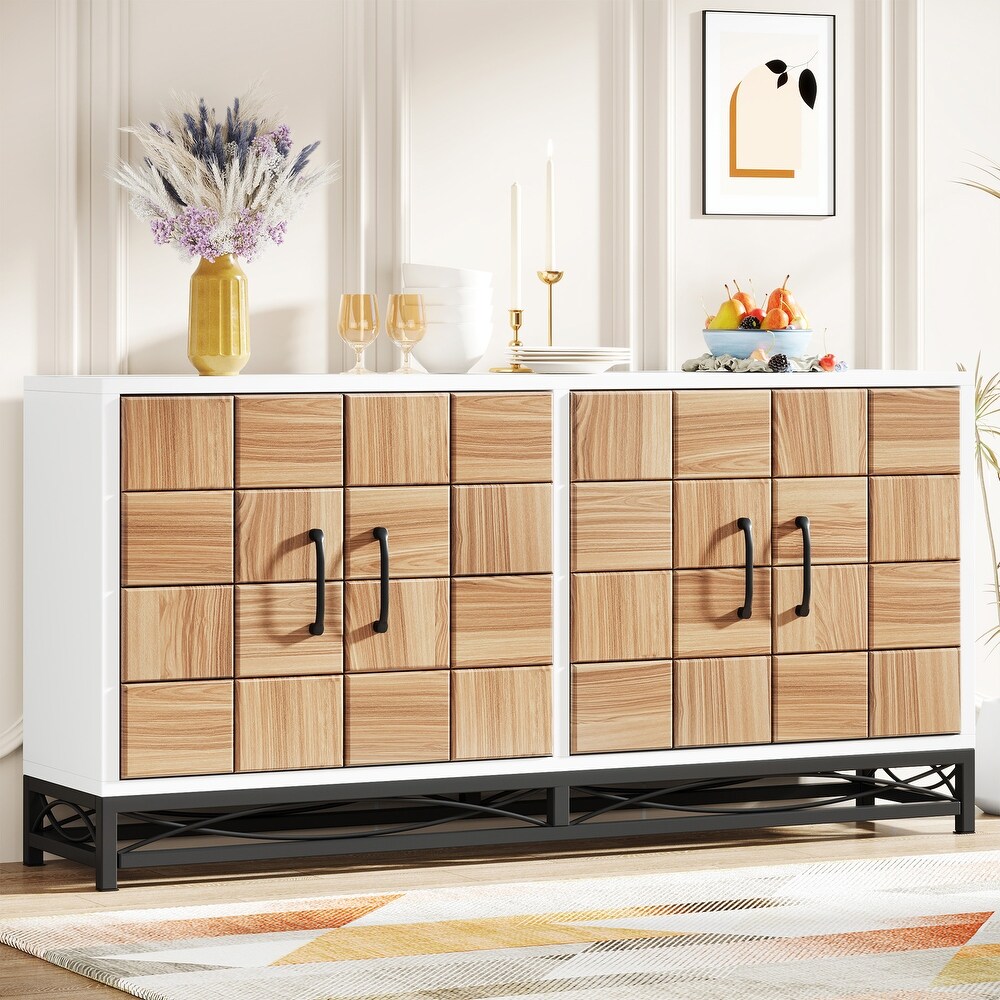 59 inches Modern Style White Buffet Sideboard Storgae Cabinet For Kitchen   Dining Room   55 inch