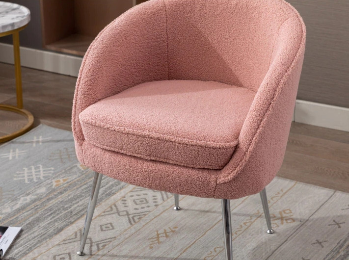 Teddy Fabric Accent Armchair With Electroplated Chrome Legs   Midcentury   Armchairs And Accent Chairs   by Miron Demid LLC  Houzz