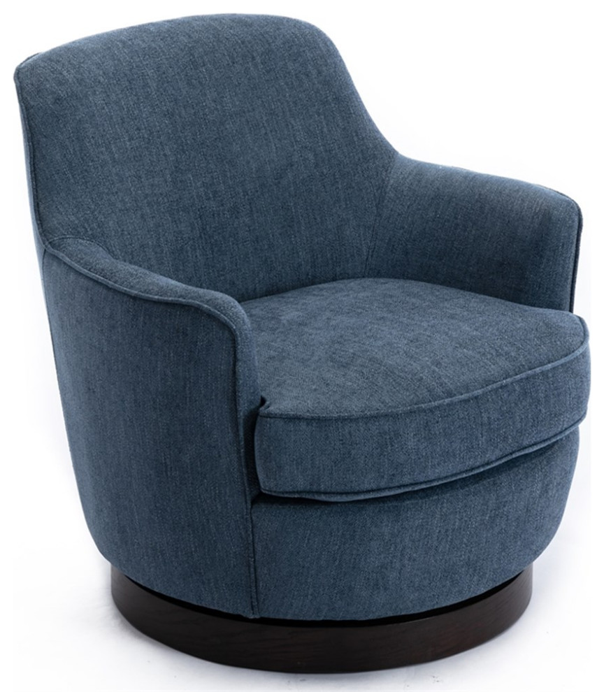 Bowery Hill Transitional Wood Base Swivel Chair in Cadet Blue   Contemporary   Armchairs And Accent Chairs   by Homesquare  Houzz