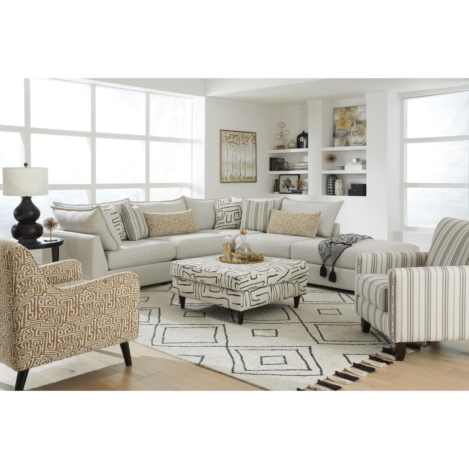 Flange 3-Pc Modular Sofa Oversized in Pewter or Natural 125