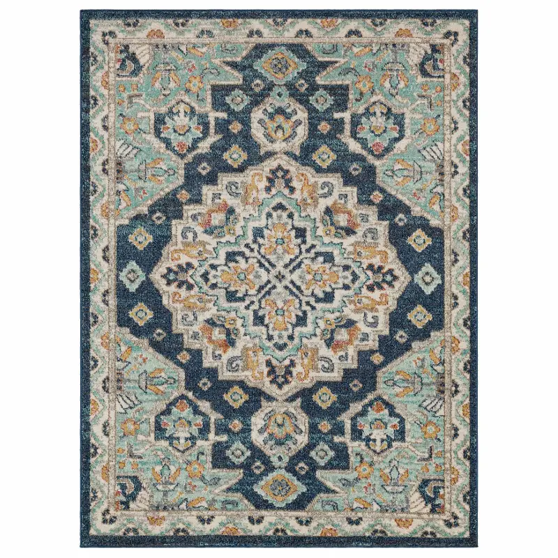 Whimsey 5 x 8 Jennings Ornamental Blue Area Rug