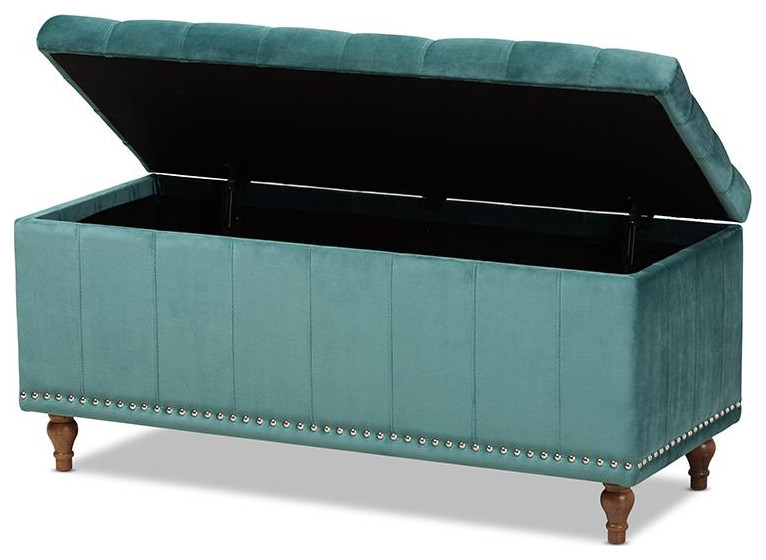 Baxton Studio Kaylee Modern and Contemporary Teal Blue Velvet Fabric...   Eclectic   Footstools And Ottomans   by Fratantoni Lifestyles  Houzz