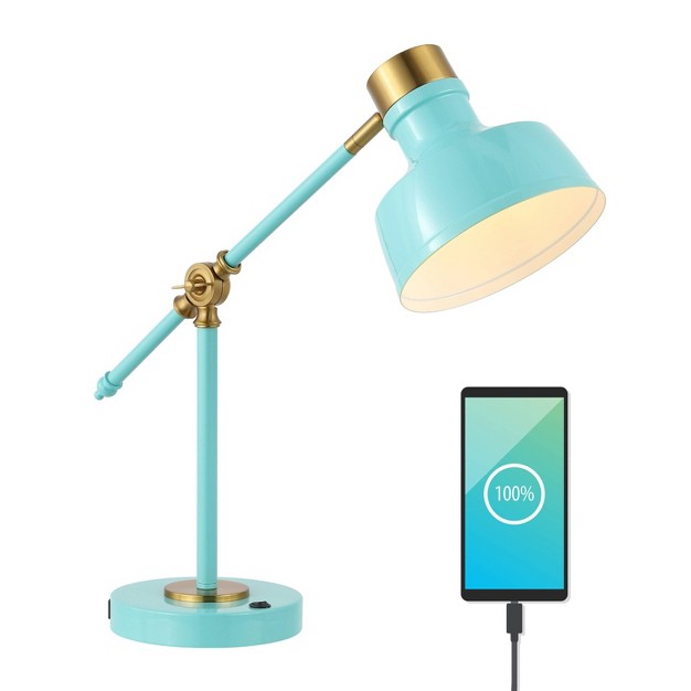 Allegra Farmhouse Adjustable Cantilever Task Lamp With Usb Charging Port includes Led Light Bulb Jonathan Y