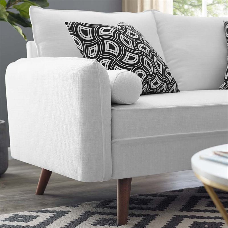 Home Square 2 Piece Contemporary Modern Polyester Loveseat Set in White   Midcentury   Living Room Furniture Sets   by Homesquare  Houzz