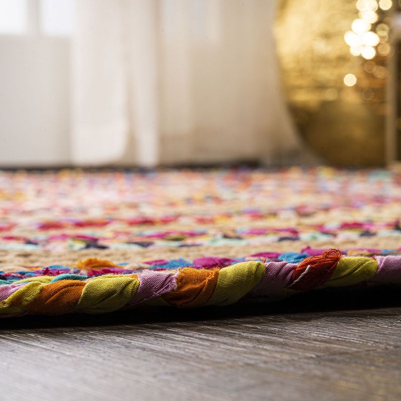 JONATHAN Y Isla Round Boho Braided Rag and Jute Rug