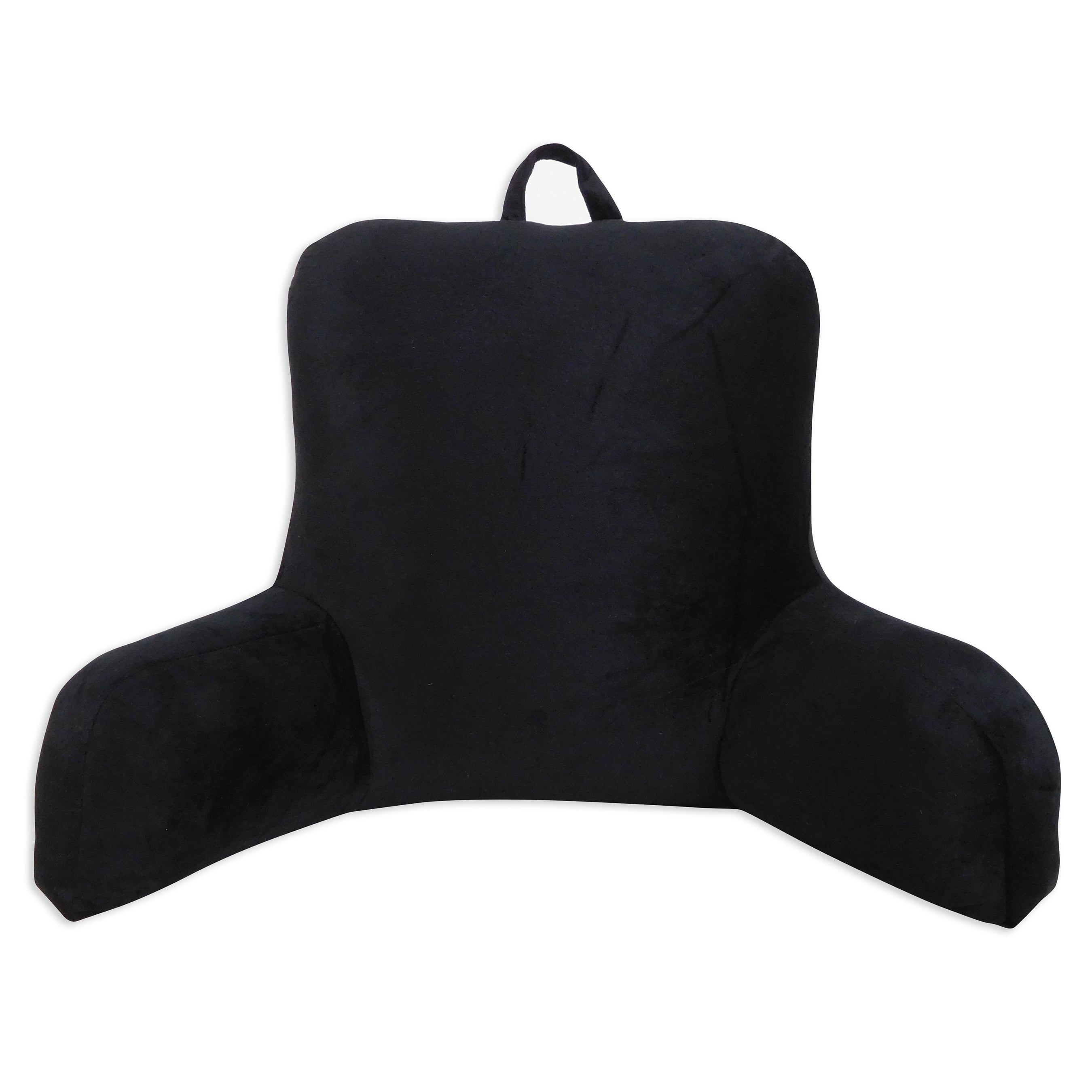 Mainstays Micro Mink Plush Backrest Lounger Pillow， Rich Black Poly Micro Mink