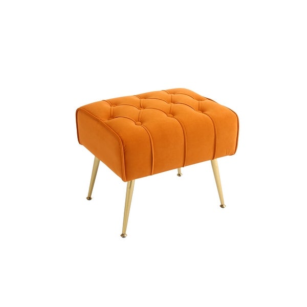 Velvet Accent Chair with Ottoman Modern Upholstered Tufted Armchair， Comfy Single Sofa Lounge Chair with Golden Metal Legs