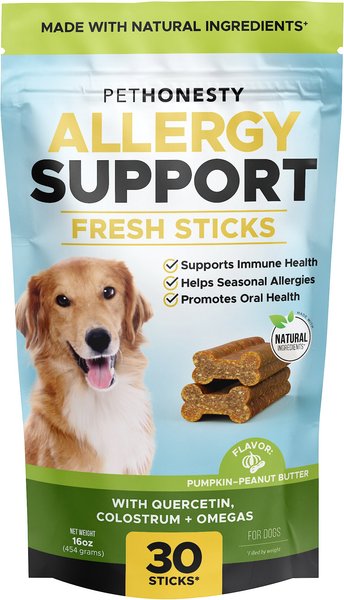 PetHonesty Allergy Support Fresh Sticks Pumpkin Peanut Butter Flavor Dog Dental Chews