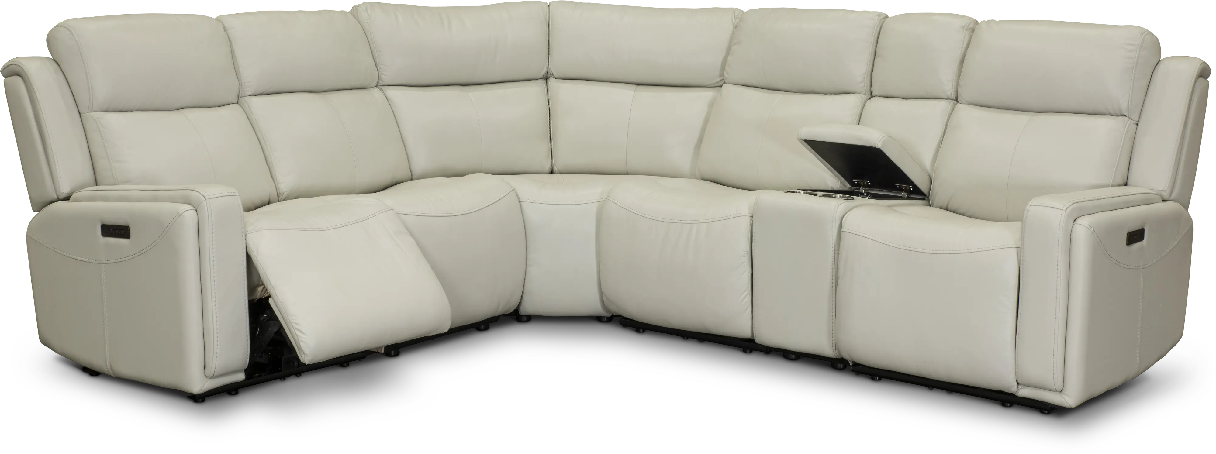 Stratus Ice White Leather-Match Power Reclining Sectional