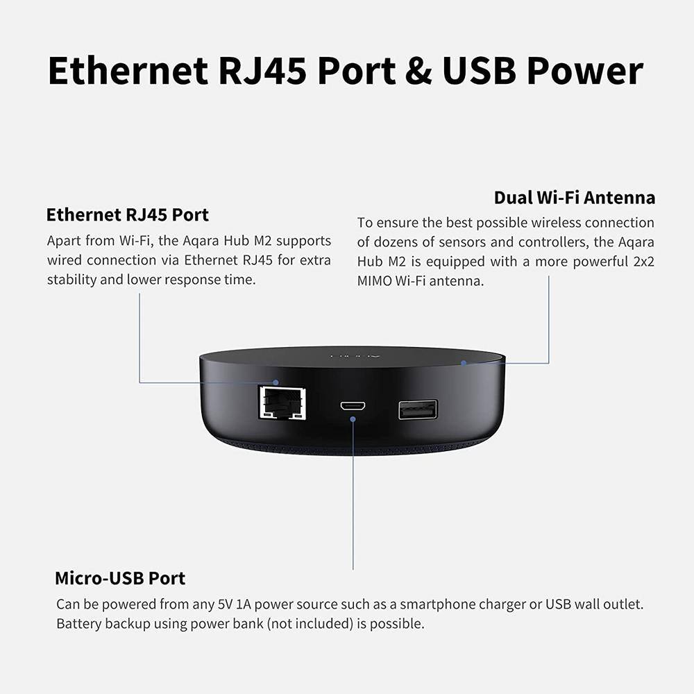 Aqara Smart Hub M2 (2.4 GHz Wi-Fi Required) Smart Home Bridge for Alarm System IR Remote Control Home Automation HM2-G01