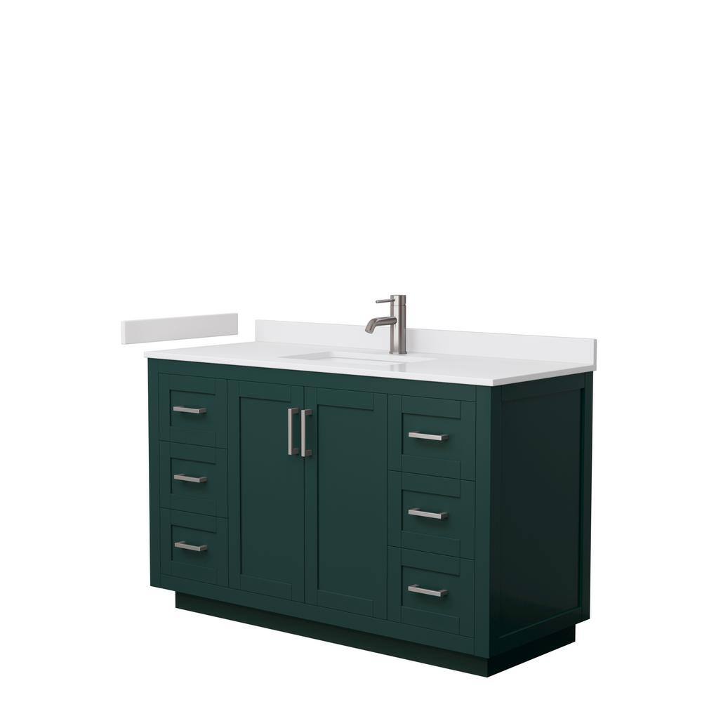 Wyndham Collection Miranda 54 in. W x 22 in. D x 33.75 in. H Single Bath Vanity in Green with White Cultured Marble Top WCF292954SGEWCUNSMXX