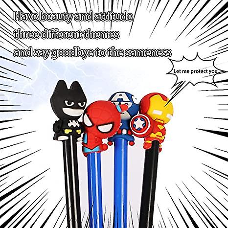 4 Pcs Superhero Pens Cute School Cool Pens Supplies Black Gel Pens Stationery Set Movie Pen Stationery Set Pen For Kids Girls Boys Gifts