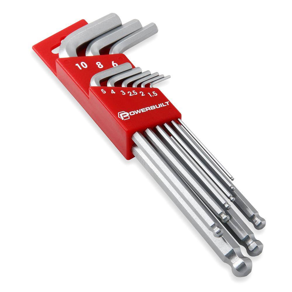 Powerbuilt 9-Piece Metric Long Arm Hex Key Wrench Set 640082