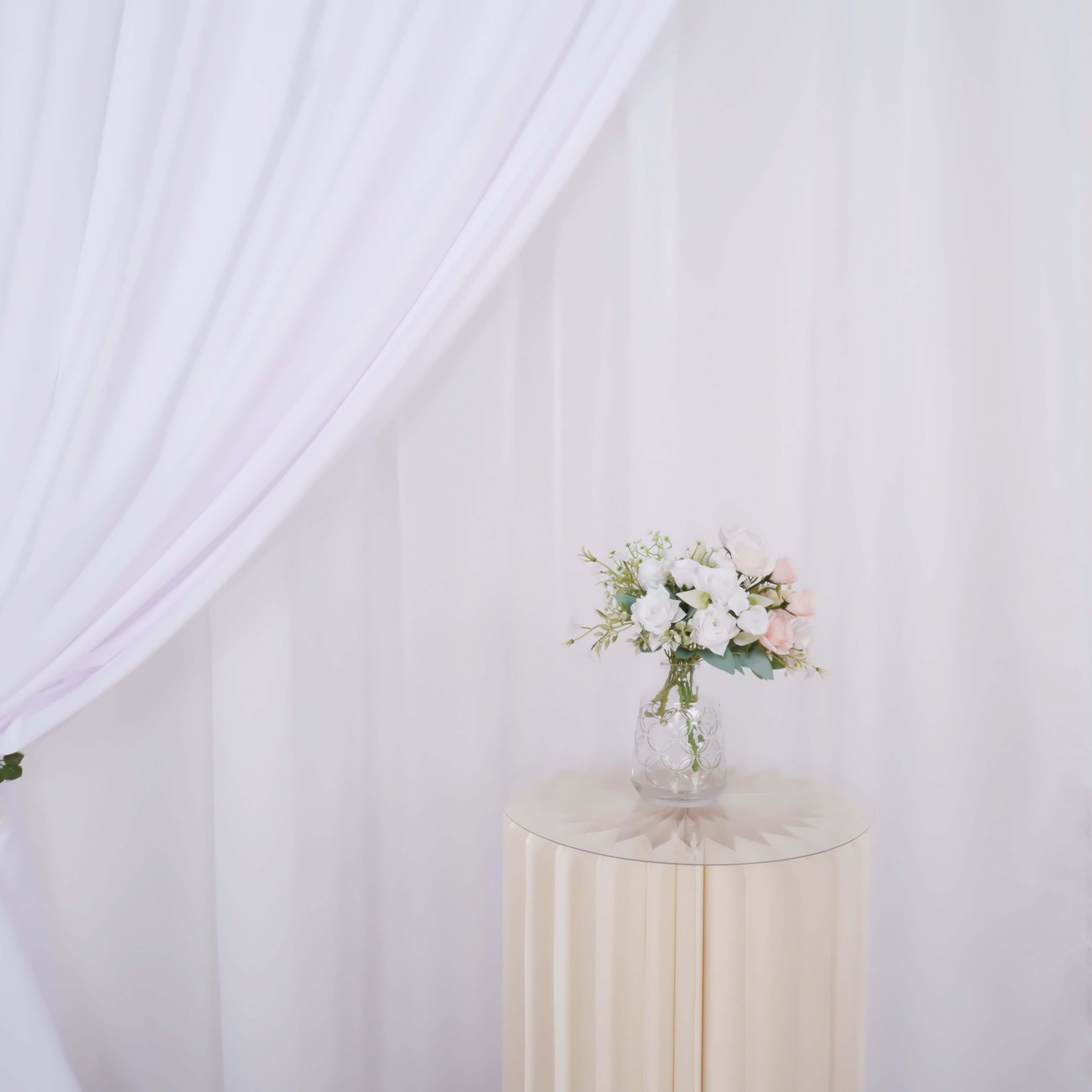 White Chiffon Polyester Backdrop Drape Curtain, Dual Layer Event Divider Panel with Rod Pockets - 10ftx10ft