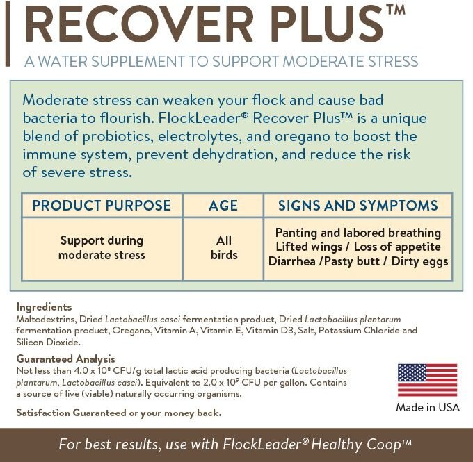 FlockLeader Recover Plus Poultry Supplement， 8-oz bag