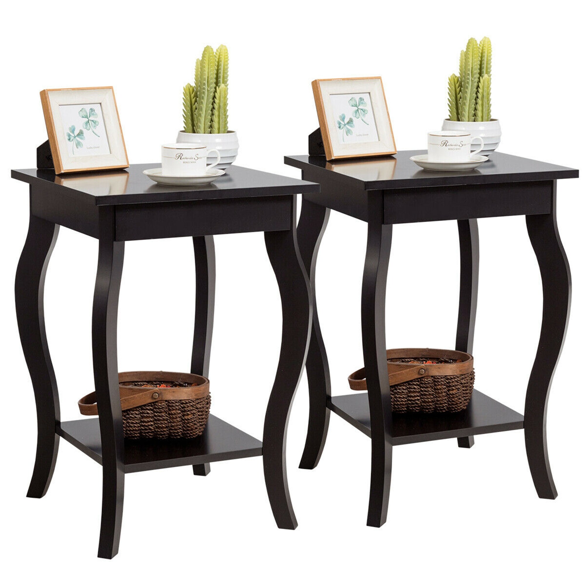 Gymax Set of 2 Accent Side Table Sofa End Table Nightstand Coffee - See Details