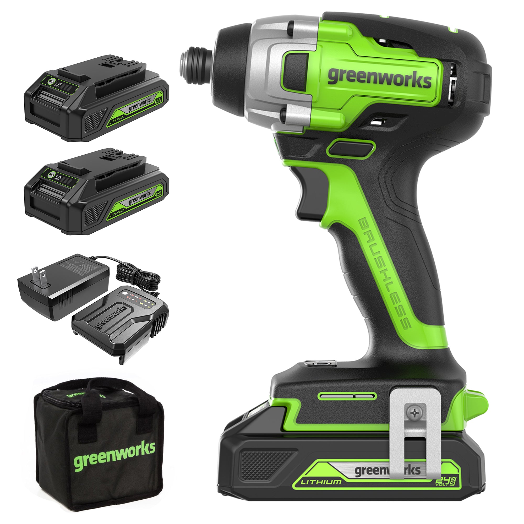 24V Impact Driver  1.5 Ah USB Batteries | Greenworks Tools