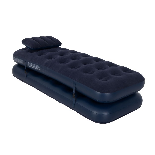 Pool Central 6 25 x27 Navy Blue 3 In 1 Inflatable Flocked Air Mattress With Pillows