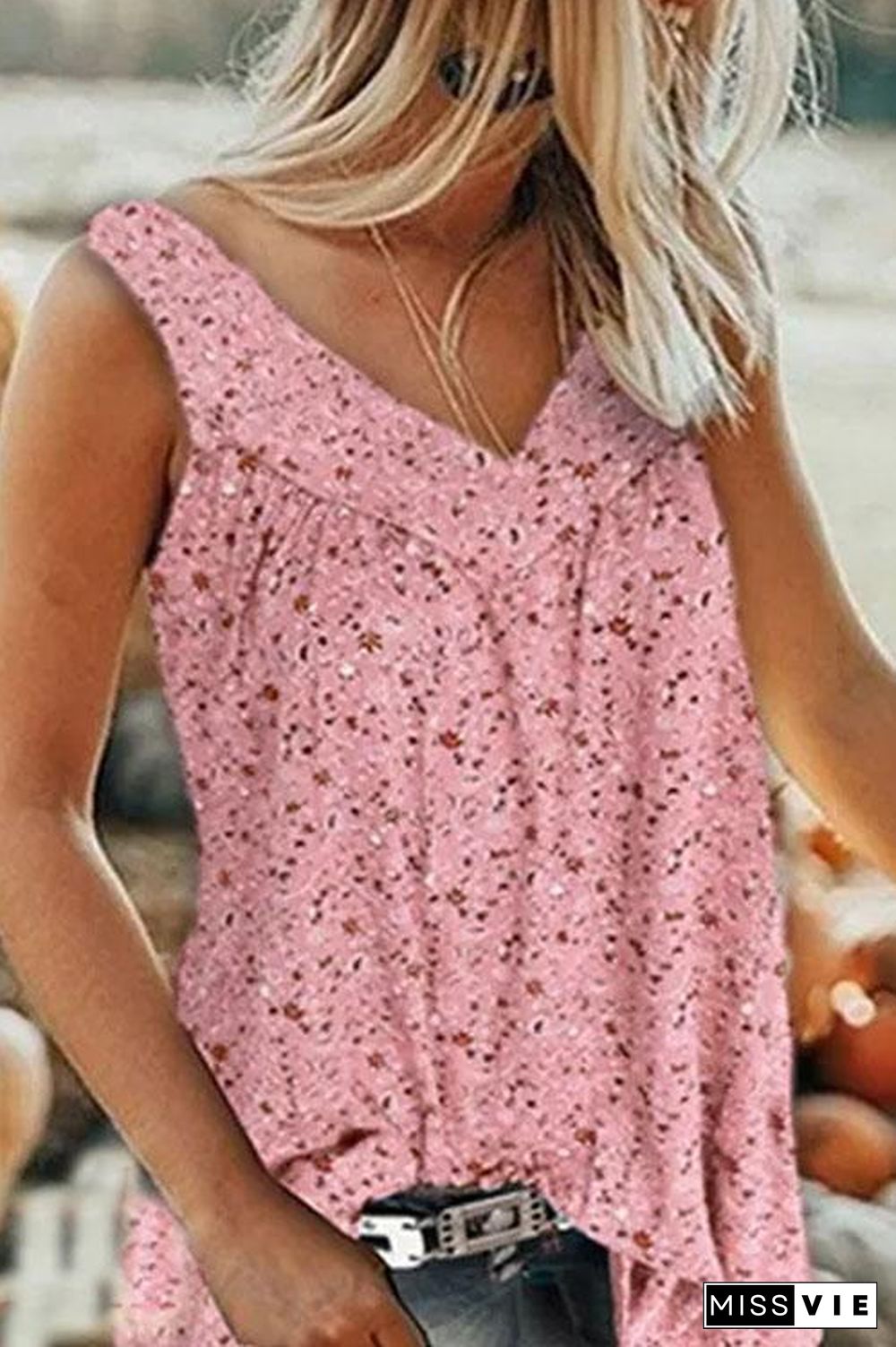 Floral V Neck Tank Top