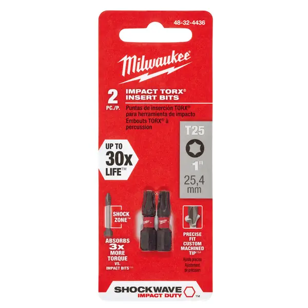 Milwaukee 2-Pack SHOCKWAVE Impact Torx T25 Insert Bits