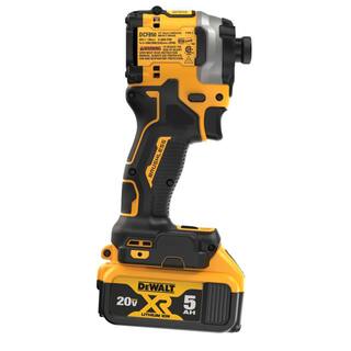 DW ATOMIC 20V MAX Lithium-Ion Cordless 14 in. Brushless Impact Driver Kit 5 Ah Battery Charger and Bag DCF850P1