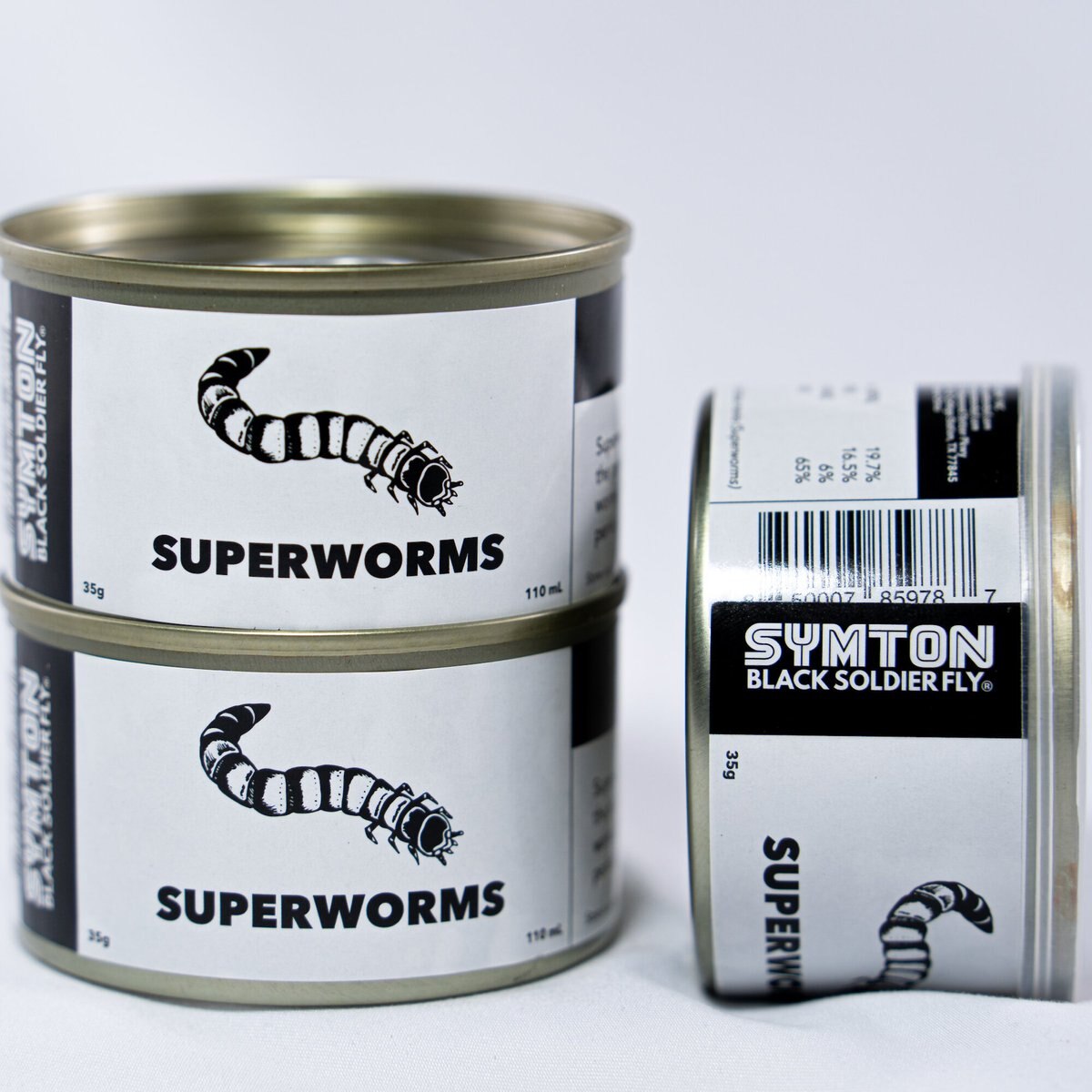 Symton Superworms Canned Reptile Treats， 35-g， count of 3