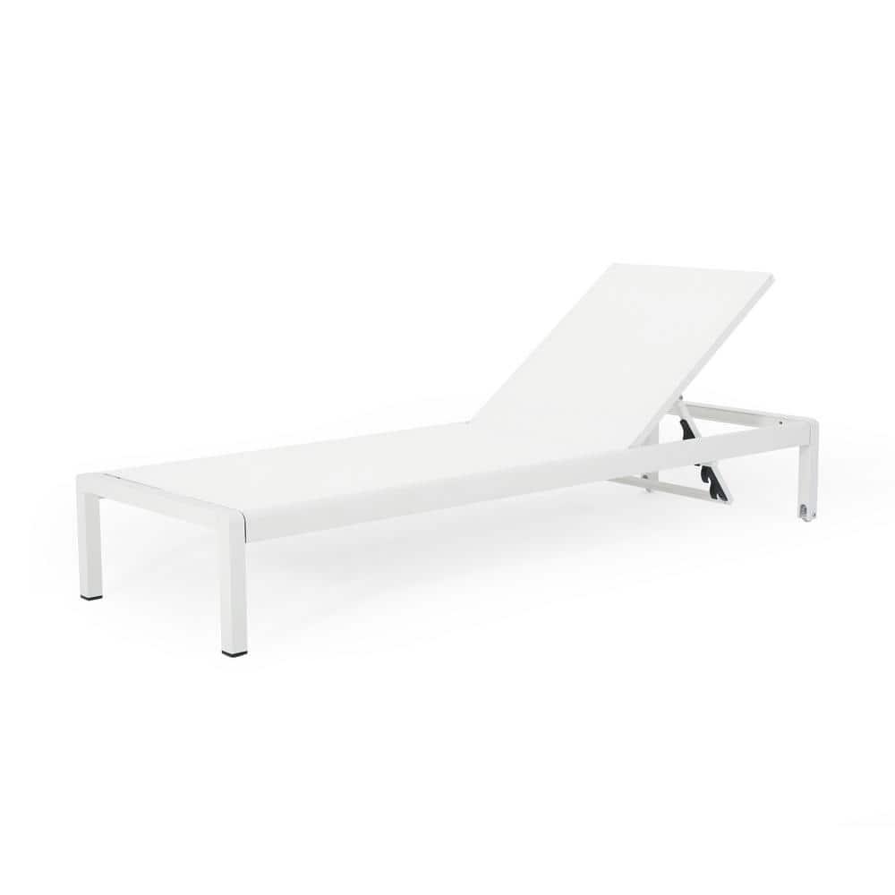 Noble House Cape Coral White 1Piece Aluminum and Outdoor Chaise Lounge