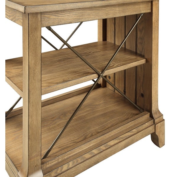 Hiroko Wooden Top and Apron Side Table with 2 Compartments (2 Fixed Shelves)