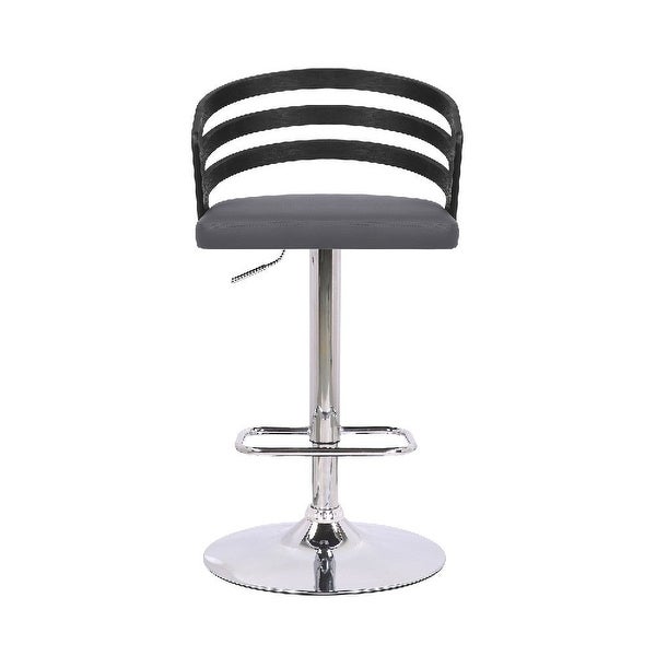 Adjustable Barstool with Curved Open Low Wooden Back - 19 L X 19 W X 44 H Inches