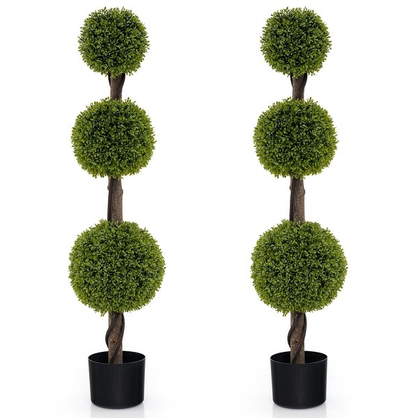 4 FT Artificial Ball Shape Bush Tree with Lush PE for Indoor or Outdoor Decor